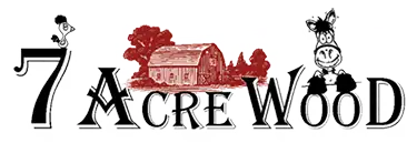 7 Acre Wood logo with bird, barn and horse; events in Houston