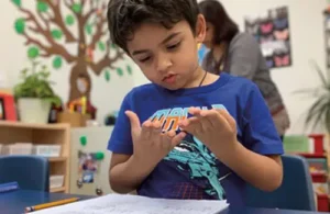 Student learning at Lakewood Montessori