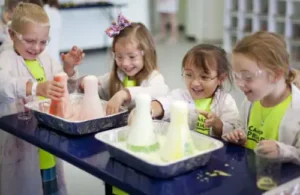 Group of kids doing science experiment at Little Beakers-Science Lab for Kids