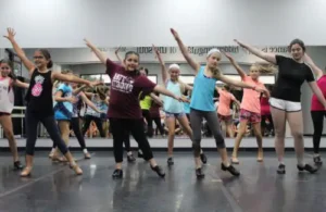 Group of kids learning dance choreography at Connolly Dance Arts