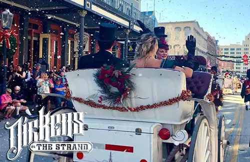 Carriage ride in parade at the Dickens on the Strand