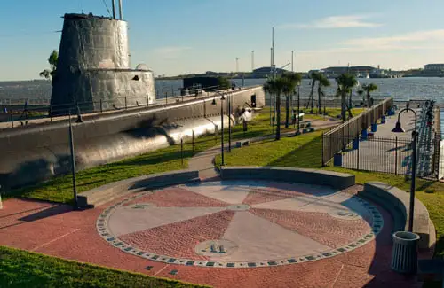 submarine docked at the Galveston Naval Museum