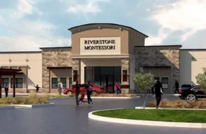 concept rendering of front of Riverstone Montessori school