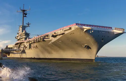 Exterior distant picture of the USS Lexington
