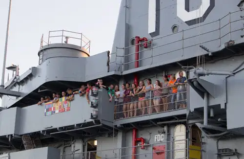 Group on the upper deck of the USS Lexington