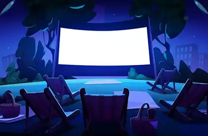 Family friendly outdoor movie watching in Houston.