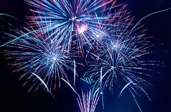 Blog article image for "4th of July 2024: Best Places to Watch Fireworks in Houston and Surrounding Areas." Fireworks displaying in the night sky.