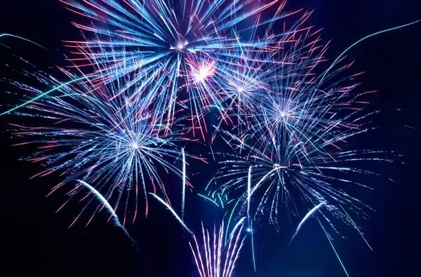 4th of July 2024 Best Fireworks Blog article image for "4th of July 2024: Best Places to Watch Fireworks in Houston and Surrounding Areas." Fireworks displaying in the night sky.