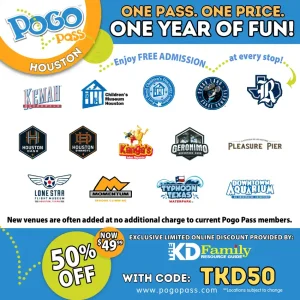 POGO Pass Houston exclusive limited online promo code offer to purchase POGO Pass for 50% OFF.