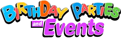 Birthday parties and events header text displaying birthday party ideas and events in Houston and surrounding areas.