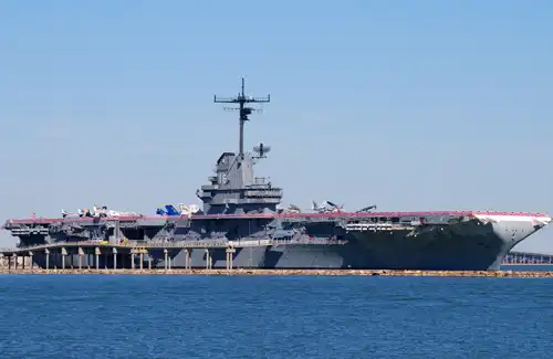 USS Lexington ship sitting in the harbor at Corpus Christi.