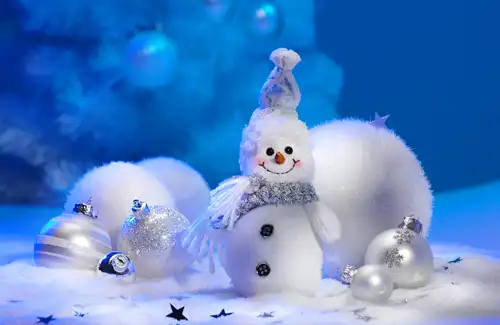 Holiday Activities and Events 2024 blog article image; winter snowman with snowballs around