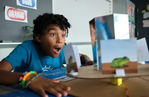 Student amazed by the results of his project at the all new Discover! summer camp by Camp Invention.