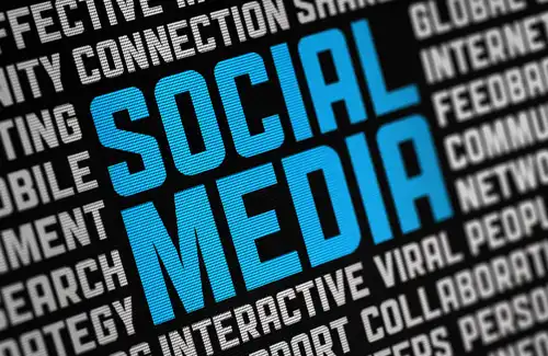 Negative Impacts Of AI And Social Media On Teen Friendships blog article image. Social Media text across the screen.