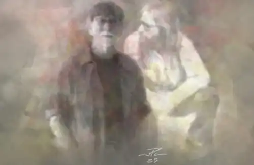 Poems and Illustrations -Self portrait of Peter J. Lyndt young and old from Just An Old Hippie Artist