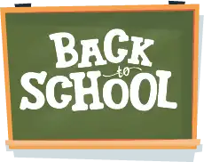 School chalkboard with "Back to School" written on it for School Academic Calendars page.
