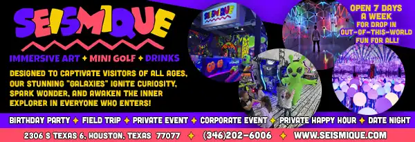 Seismique; immersive art, mini golf, drinks, birthday parties, field trip, private event, corporate event, private happy hour, date night