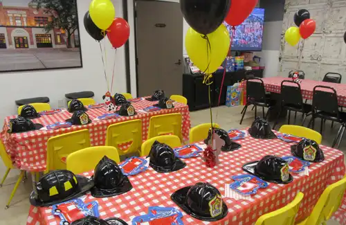 Birthday party room at the Houston Fire Museum.