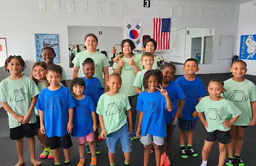 Group of martial arts students at Sensei's School of Martial Arts.